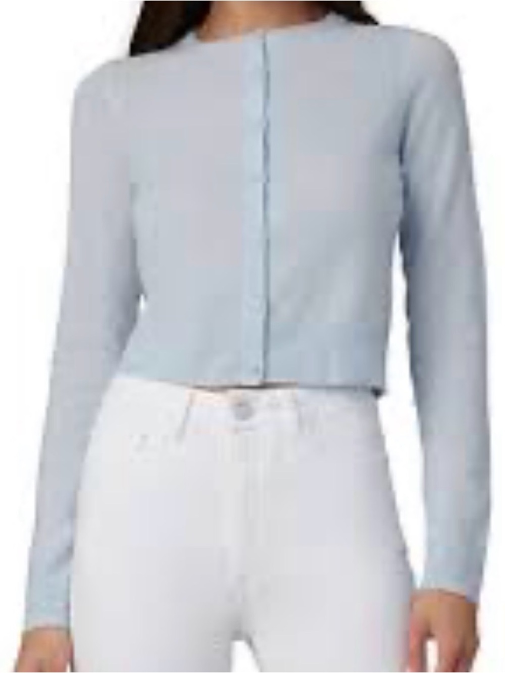 JOIE 100% cashmere Light Blue Crewneck Cropped Cardigan Sweater size M